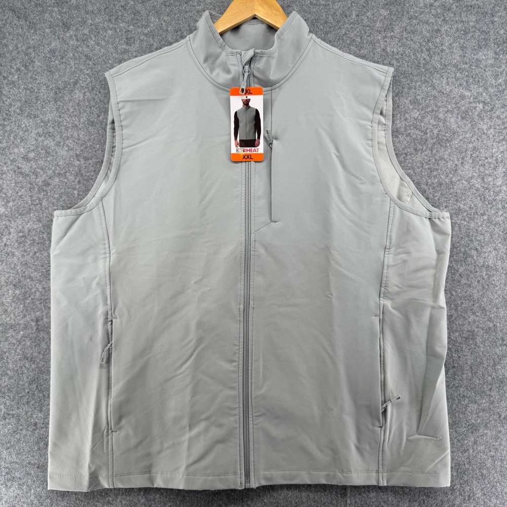 32 Degrees Heat Softshell Vest Mens XXL Gray Full Zip Pockets 1736133